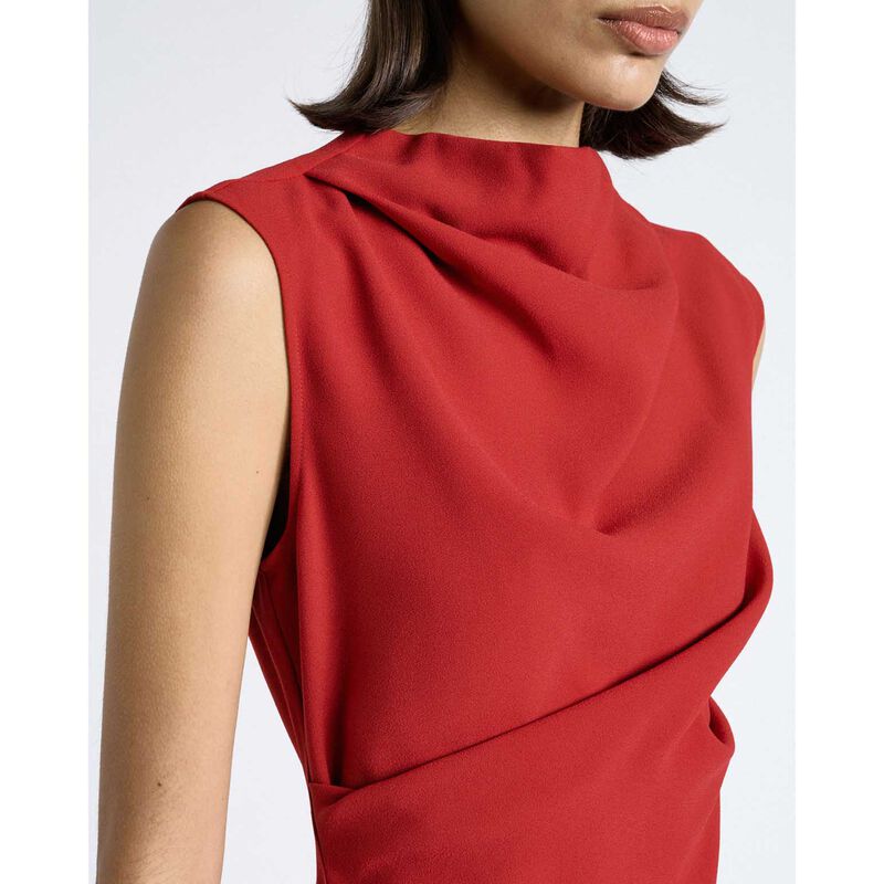 Cue Cherry Crepe Draped Midi Dress image number 2
